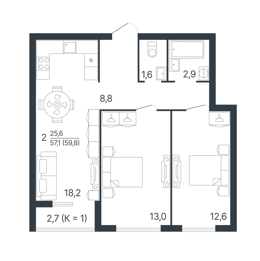 ЖК Звездный старт Секция 1 Квартира 3